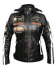 Glowrexs Women's Badges Biker Retro Moto Patches Motorcycle Genuine Jacket