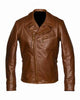 Mens Brown Lapel Collar Genuine Leather Biker Jacket