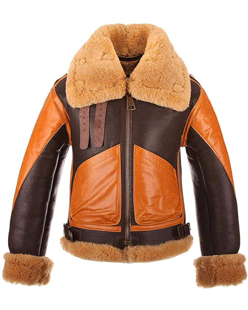 Glowrexs Jackets Men's Choco Aviator Real Sheepskin Leather Jacket