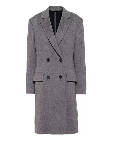 Glowrexs Womens Grey Double Breasted Wool Coat