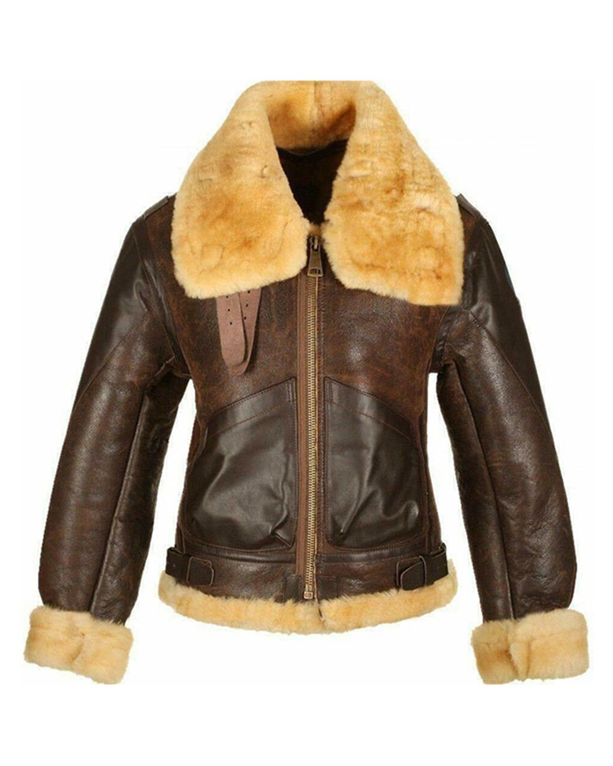 Glowrexs Jackets Men's Choco Aviator Real Sheepskin Leather Jacket