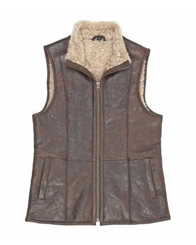 Glowrexs Women’s Antique Brown Sheepskin Gilet