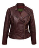 Glowrexs Women’s Biker Burgundy Leather Jacket