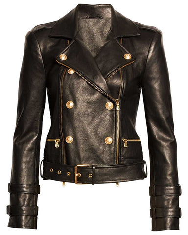 Glowrexs Eboni K. Williams Belted Black Leather Jacket