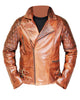 Glowrexs Men’s Biker Vintage Rustic Quilted Brown Leather Jacket