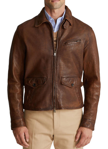 Mens Vintage Brown Cow Leather Jacket