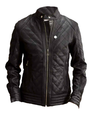 Glowrexs Men’s Black Faux Racer Leather Jacket