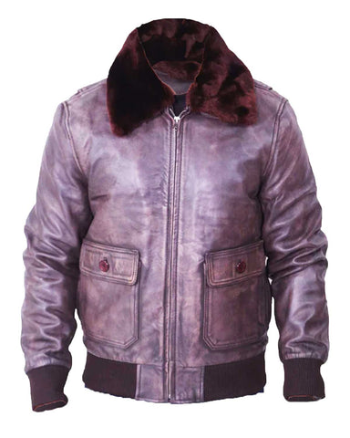 Glowrexs Men's Aviator A2 Flight Distressed Brown Jacket