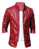 Glowrexs Men's Slim Fit Causal Wear Red Faux Leather Jacket