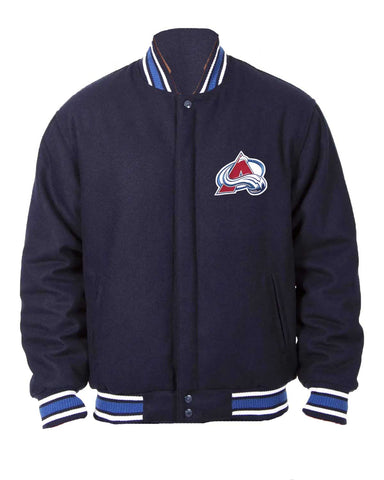 Glowrexs Colorado Avalanche Bomber Navy Blue Wool Jacket