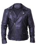 Glowrexs Men's Biker Black Quilted Leather Jacket