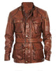 Glowrexs Benjamin Button Brad Pitt Motorcycle Brown Leather Jacket
