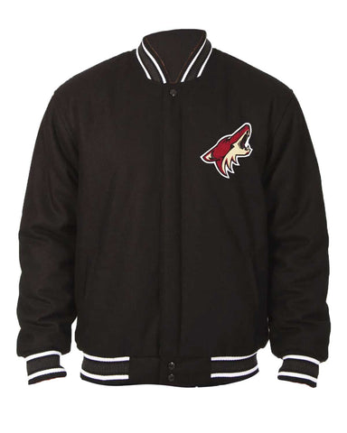Glowrexs Arizona Coyotes Bomber Black Wool Jacket