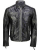 Glowrexs Men's Black Distressed Cafe Racer Leather Jacket