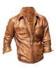 Glowrexs Men’s Designer Moto Tan Brown Leather Jacket
