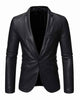 Glowrexs Men's Black Lapel Style Genuine Leather Blazer