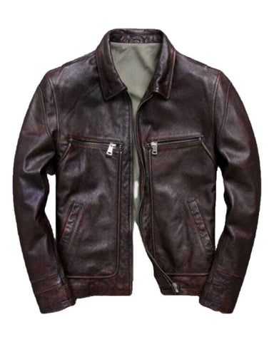 Glowrexs Men Biker Brown Vintage Jacket