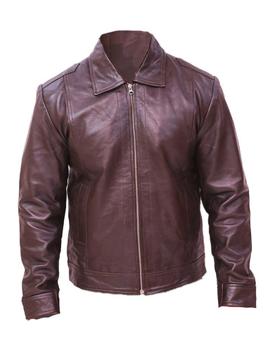 Glowrexs Men's Vintage Brown Leather Jacket