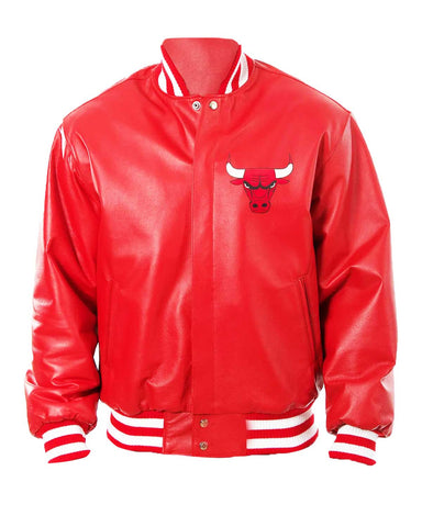 Glowrexs Chicago Bulls Letterman Red Leather Jacket