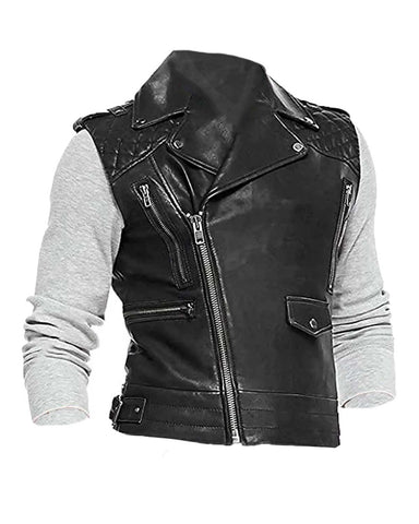 Glowrexs Men’s Cafe Racer Asymmetrical Zipper Vest