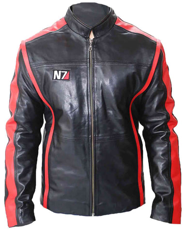 Glowrexs N7 Mass Effect 3 Game Real Leather Jacket