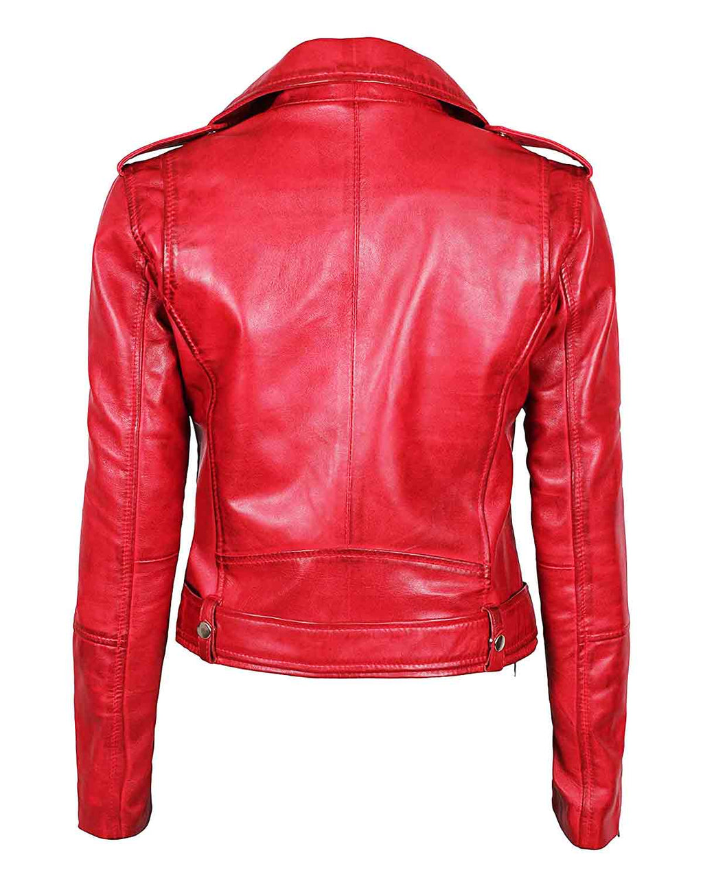 Glowrexs Negan Biker Women's Red Leather Jacket