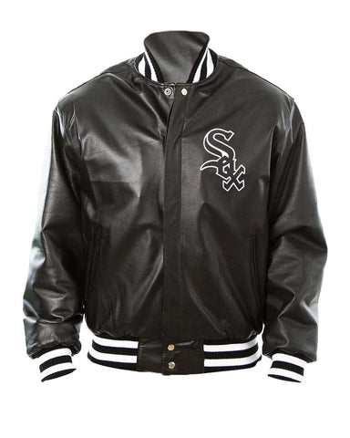 Glowrexs Chicago White Sox Bomber Black Leather Jacket