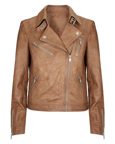 Glowrexs Mint Velvet Zip Leather Biker Jacket