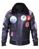 Glowrexs Top Gun Maverick Fur Collar Black Bomber Jacket