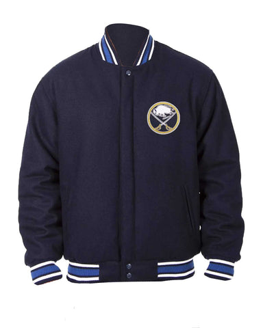 Glowrexs Buffalo Sabres Bomber Navy Blue Wool Jacket