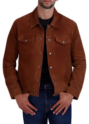 Mens Classic Brown Suede Leather Jacket