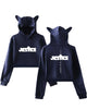 Glowrexs JB Cat Black Cropped Hoodie