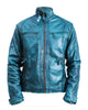 Glowrexs Mens Quilted Green Cafe Racer Leather Jacket