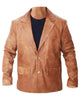 Glowrexs Men's Fashion Brown Leather Blazer Coat