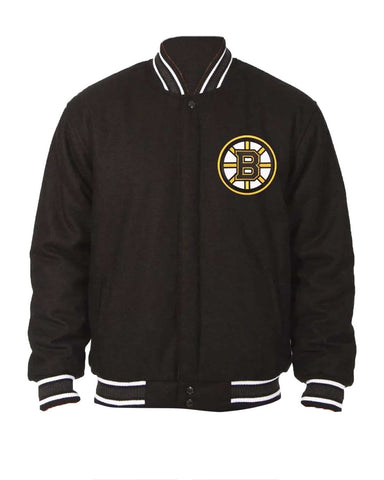 Glowrexs Boston Bruins Letterman Black Wool Jacket