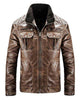 Glowrexs Men's Distressed Brown Waxed Quilted Jacket