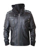 Glowrexs Men's Removable Hood Leather Jacket