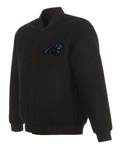 Glowrexs Carolina Panthers Bomber Black Wool Jacket