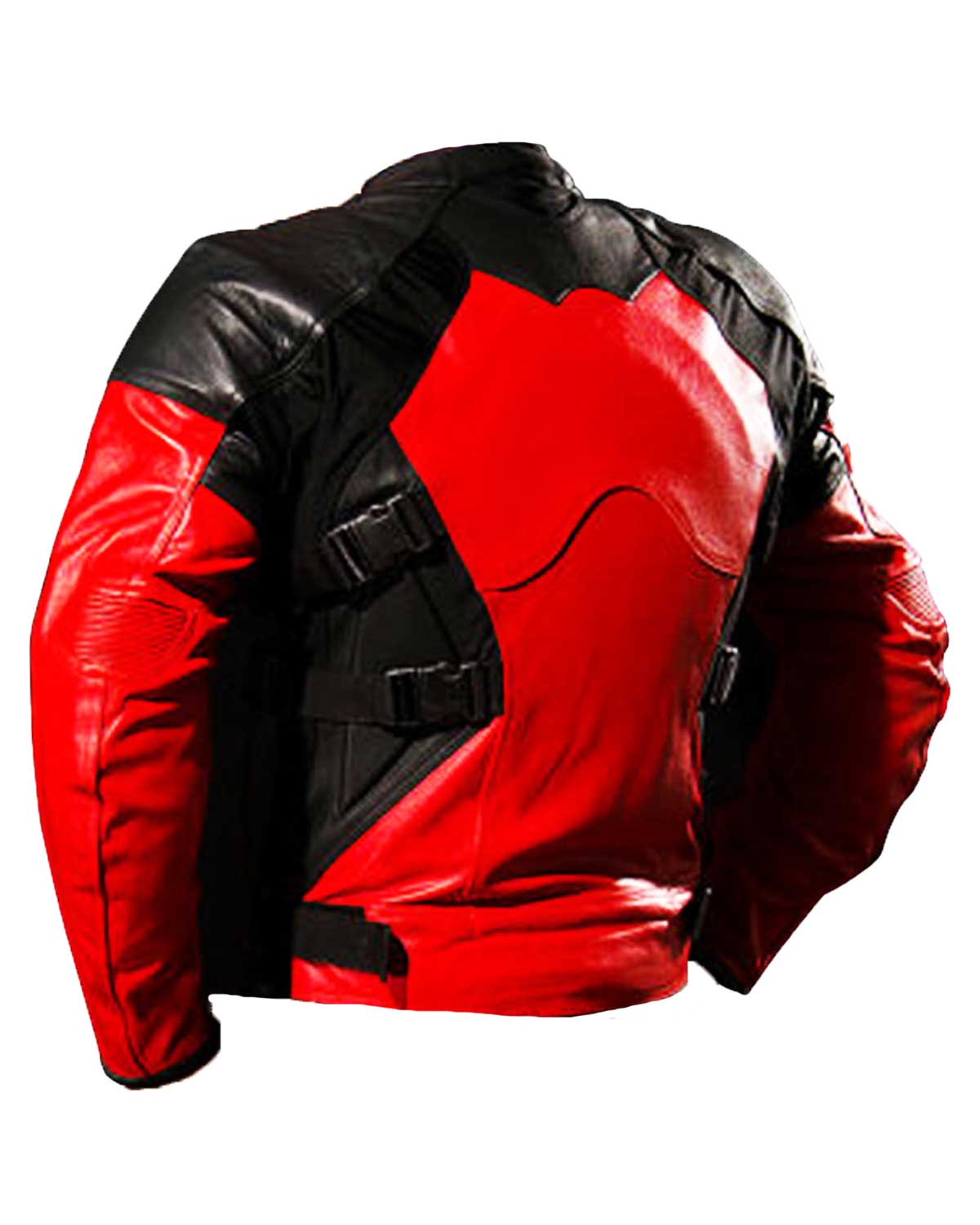 Glowrexs Armored Red and Black Deadpool Biker Jacket