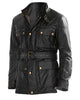 Glowrexs Men’s Four Pocket Belted Black Leather Jacket