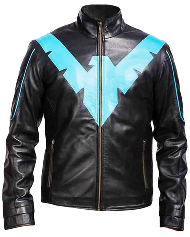 Glowrexs Batman Arkham Knight Nightwing Black Leather Jacket