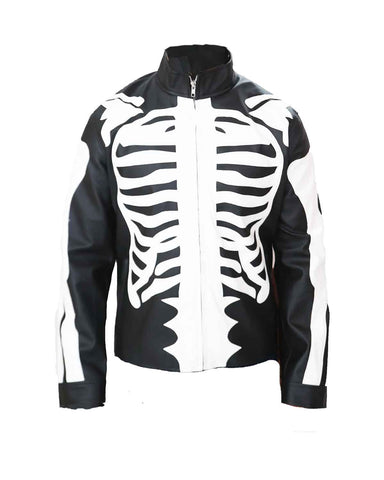 Glowrexs Men's Skeleton Leather Jacket