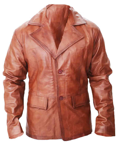 Glowrexs Men's Brown Leather Blazer coat