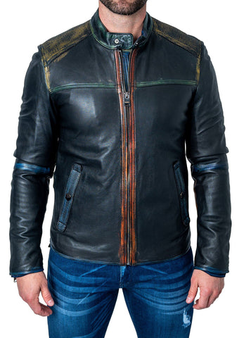 Mens Slimfit Black Biker Leather Jacket