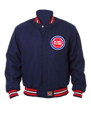 Glowrexs Detroit Pistons Navy Blue Bomber Wool Jacket