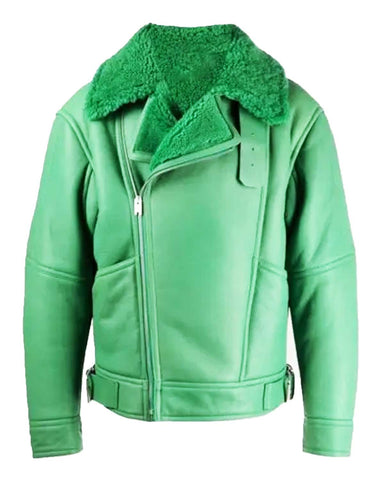 Glowrexs Aviator Leather Biker Jacket