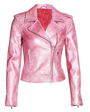 Glowrexs Ashleigh Murray Riverdale S05 Pink Biker Leather Jacket