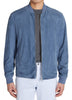 Mens Zenith Blue Bomber Suede Leather Jacket