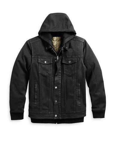 Glowrexs Men’s Motorcycle 3 In 1 Black Denim Jacket
