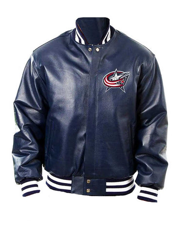Glowrexs Columbus Blue Jackets Bomber Navy Blue Jacket